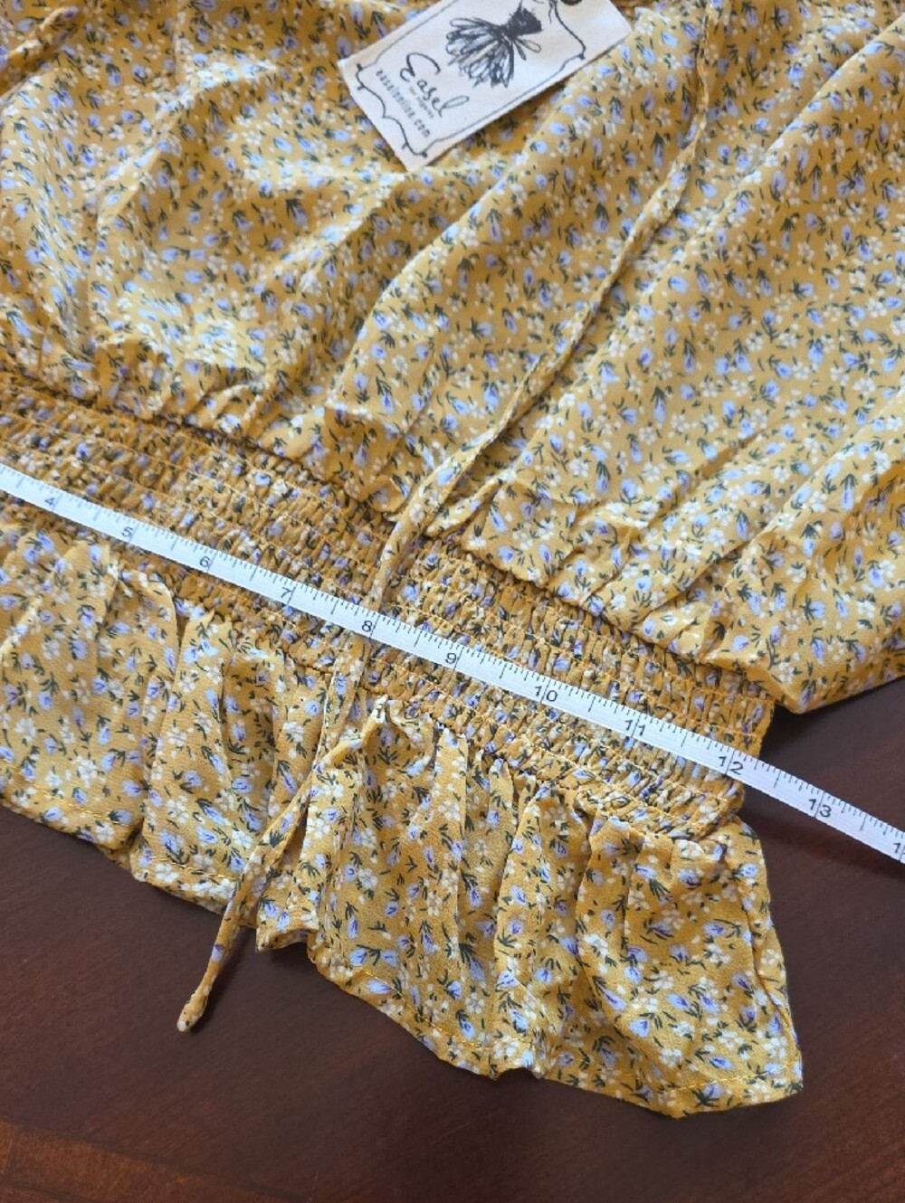 Easel Yellow Floral Ruffle Top - Picture 11 of 14